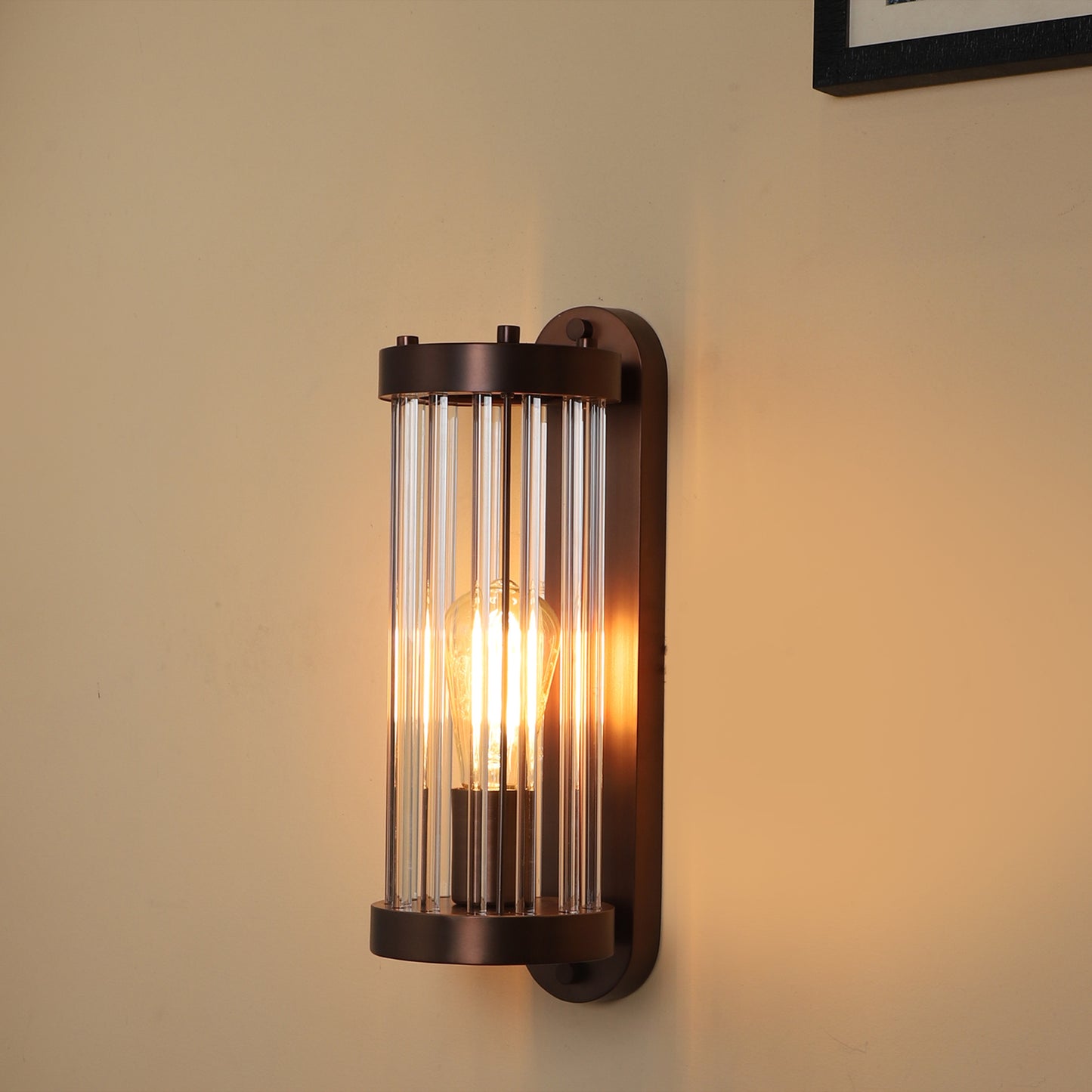 Oval base with glass tube Wall Light