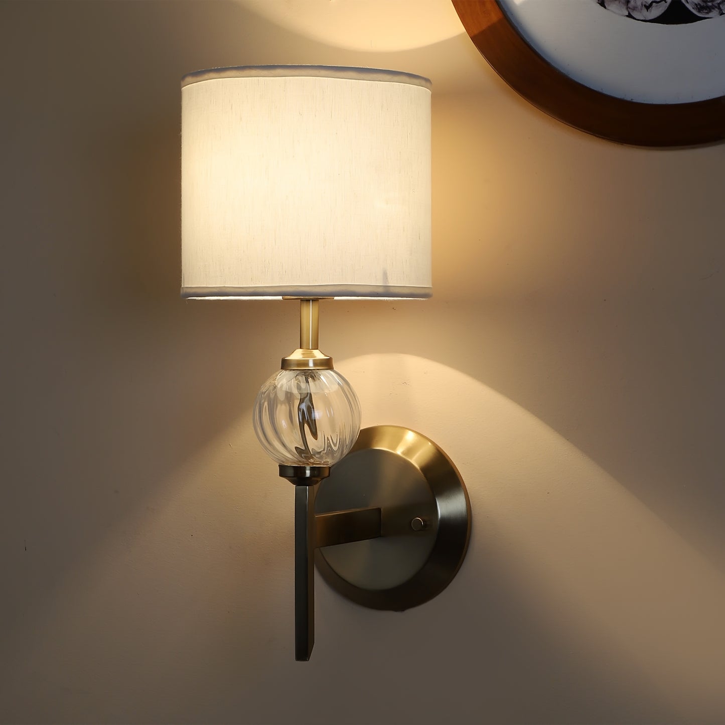 Round base with crystal ball wall light