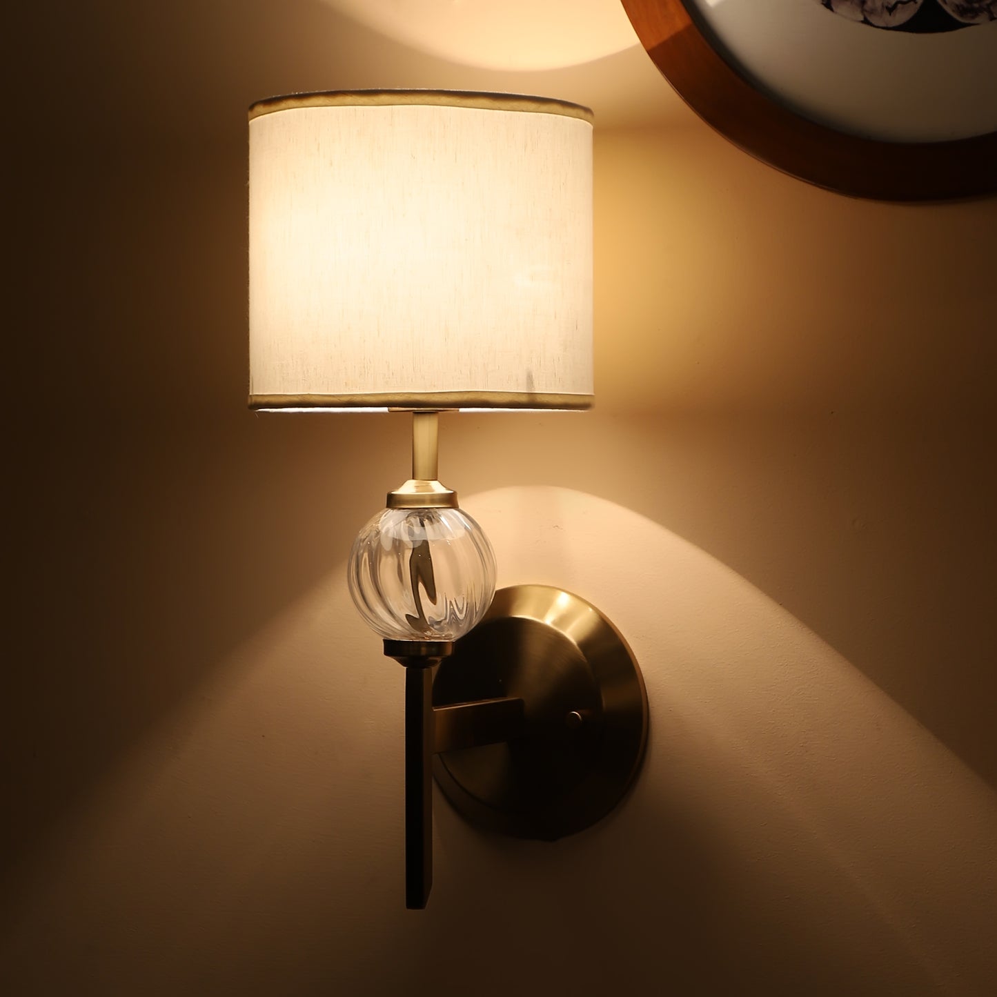 Round base with crystal ball wall light