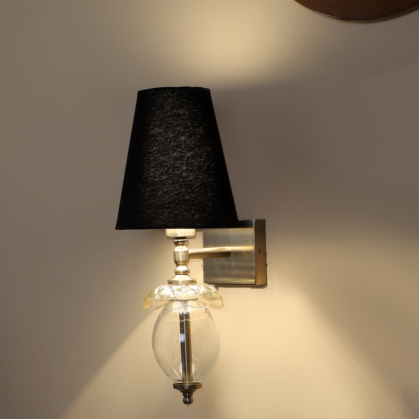 Square base single Wall Light with oval glass shape