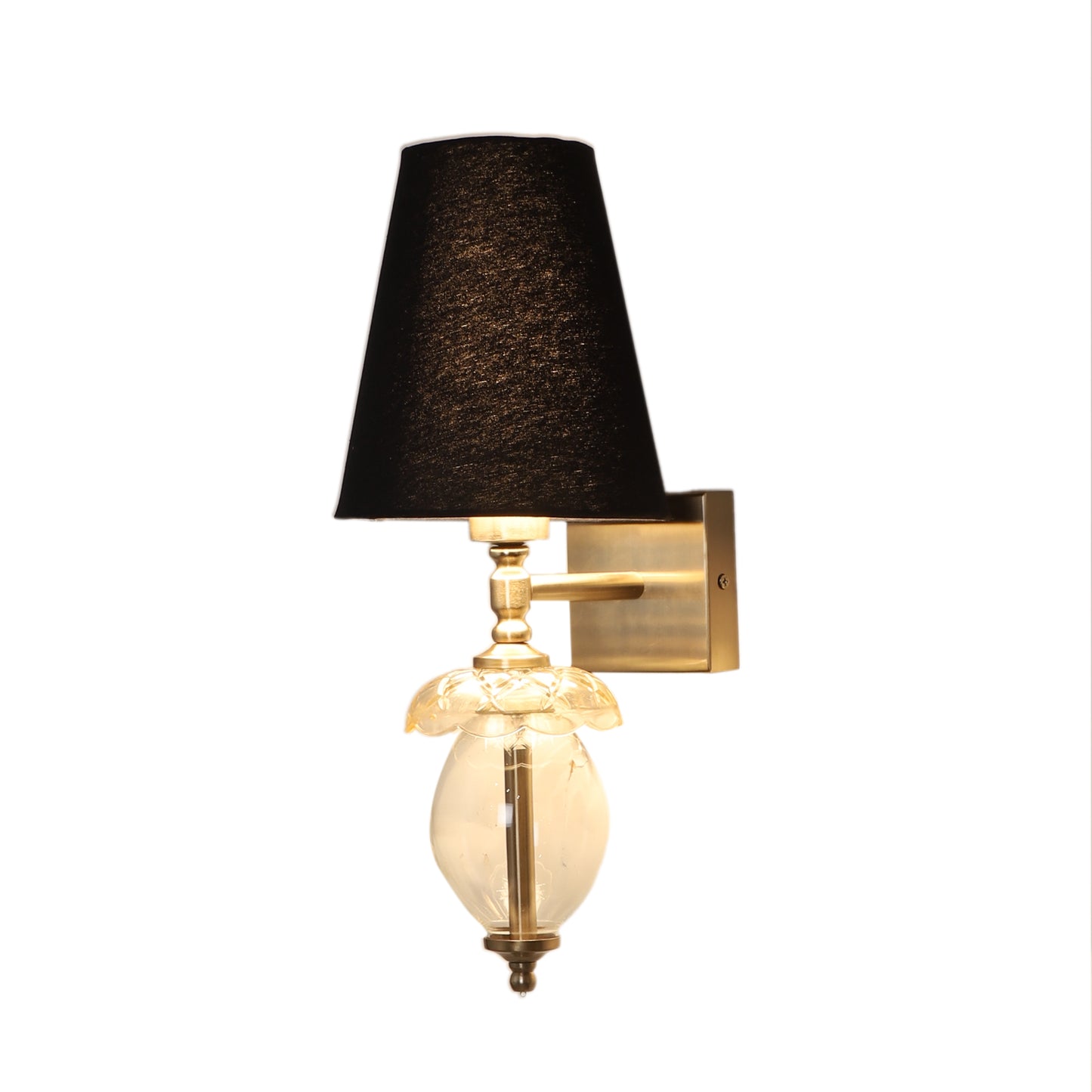 Square base single Wall Light with oval glass shape