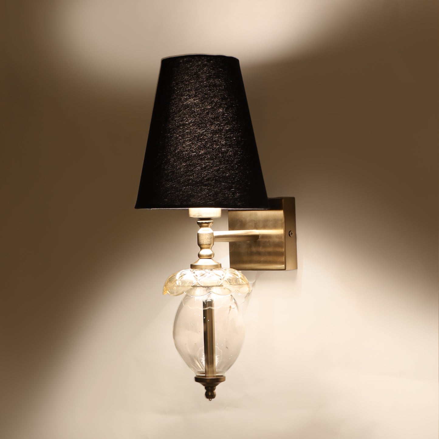 Square base single Wall Light with oval glass shape