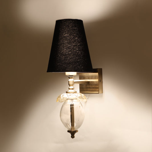Square base single Wall Light with oval glass shape