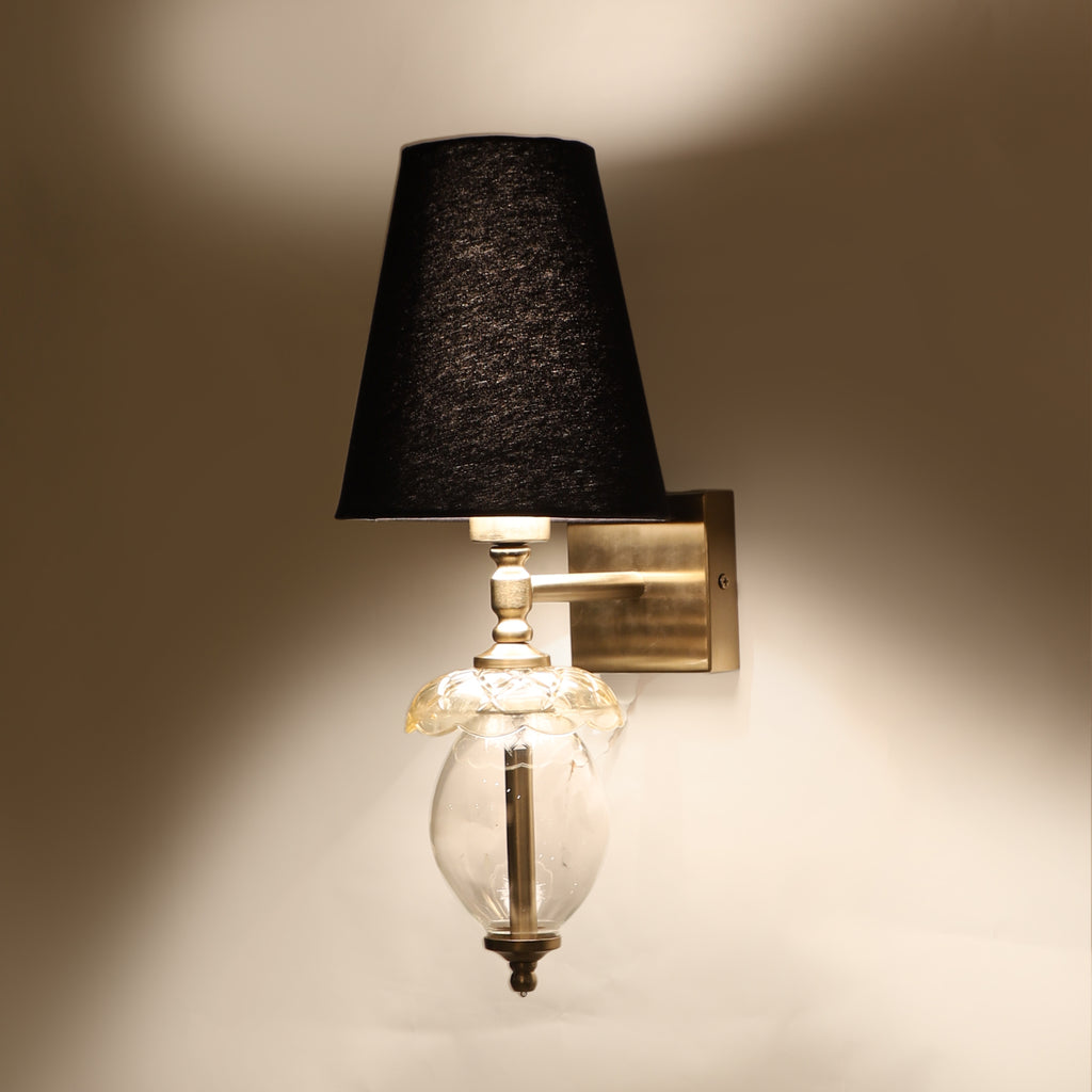 Square base single Wall Light with oval glass shape