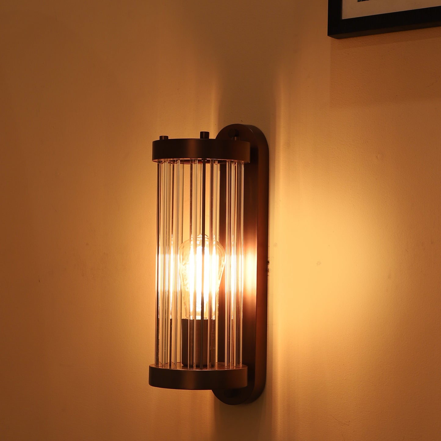 Oval base with glass tube Wall Light