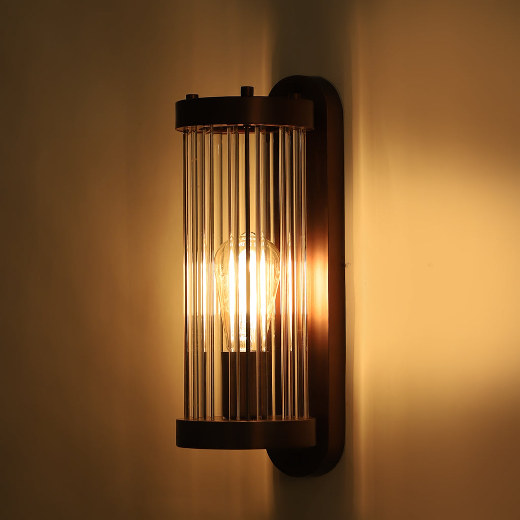 Oval base with glass tube Wall Light